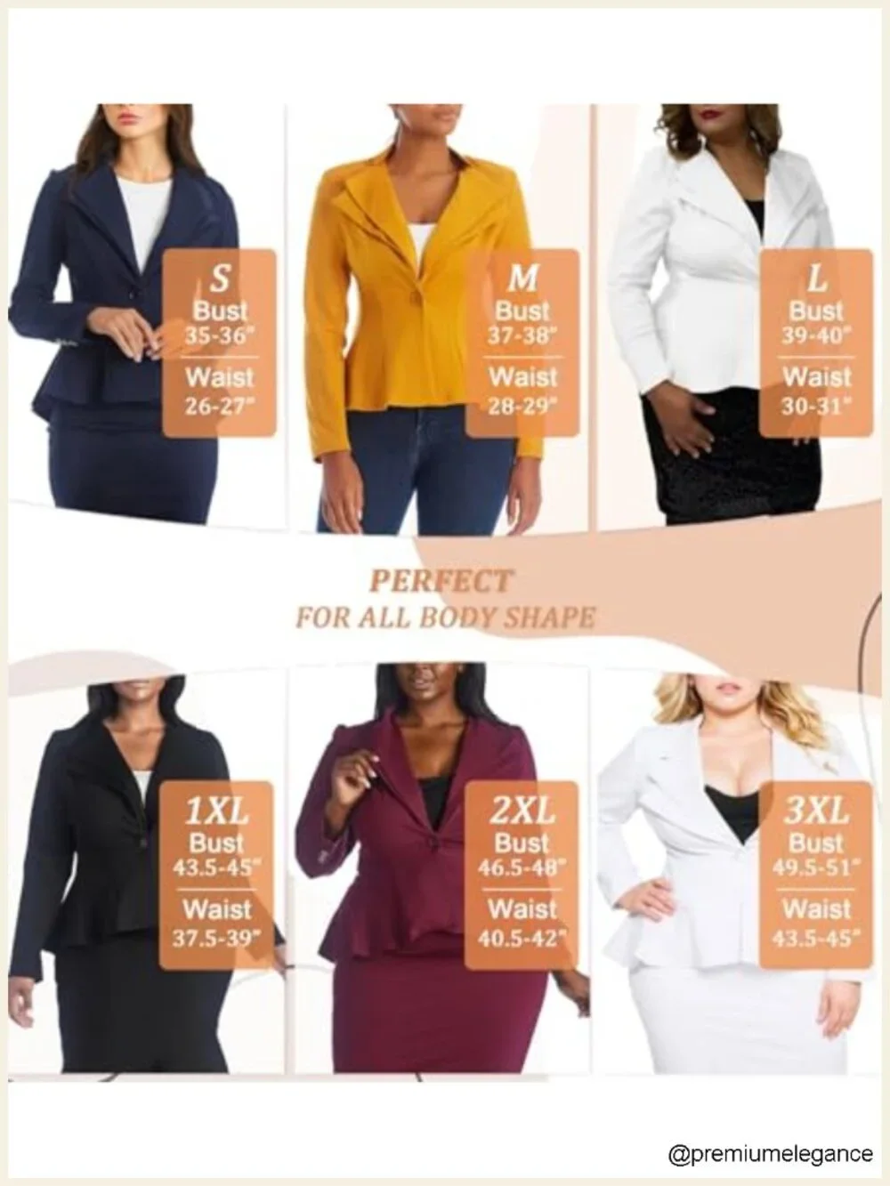 Ultra Stretch Office Blazer Double Notch Lapel Shoulder Pads Work